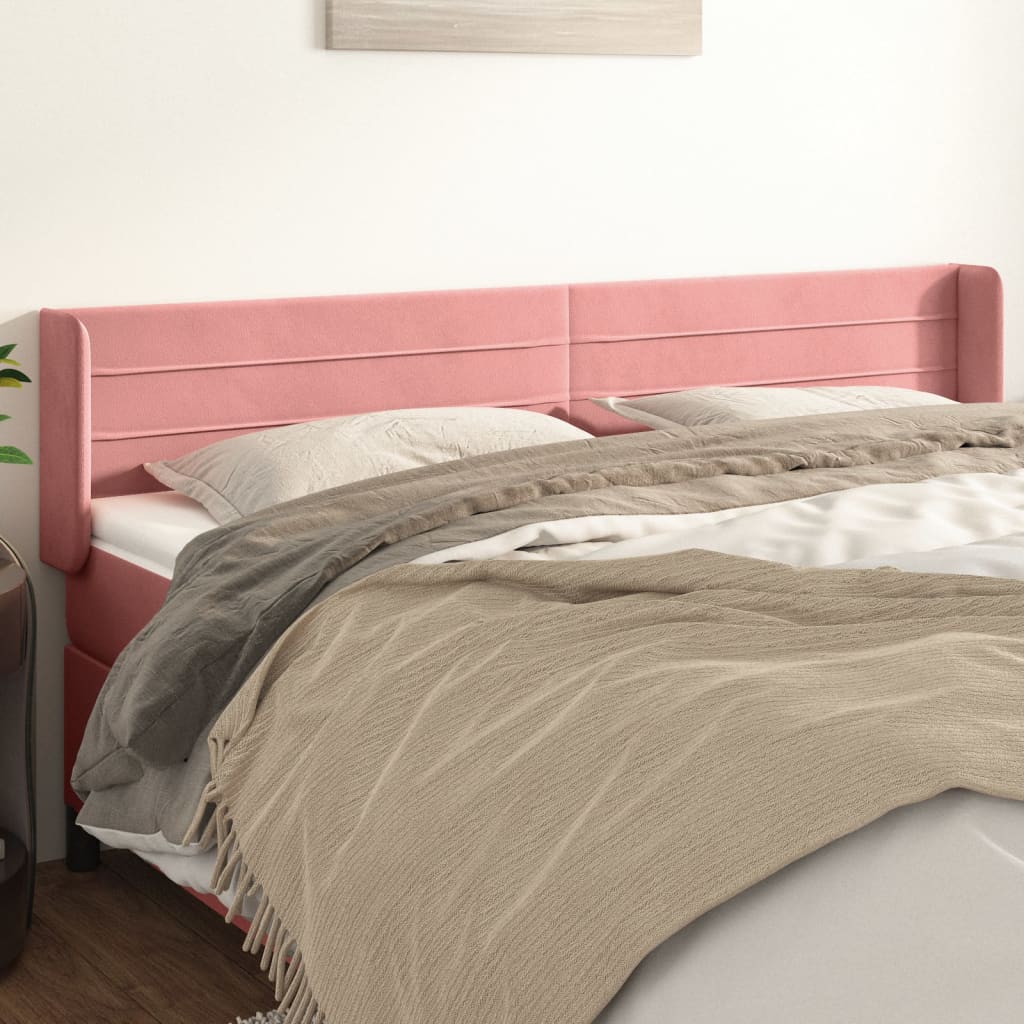 Headboard with Ears Pink 203x16x78 88 Cm Velvet