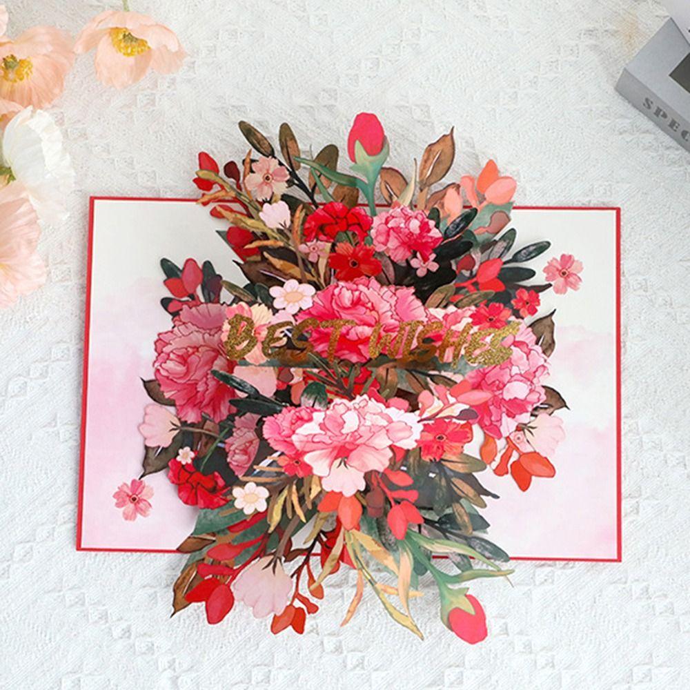 Handmade 3D Floral Greeting Card Paper Material Best Wishes Card Thanksgiving