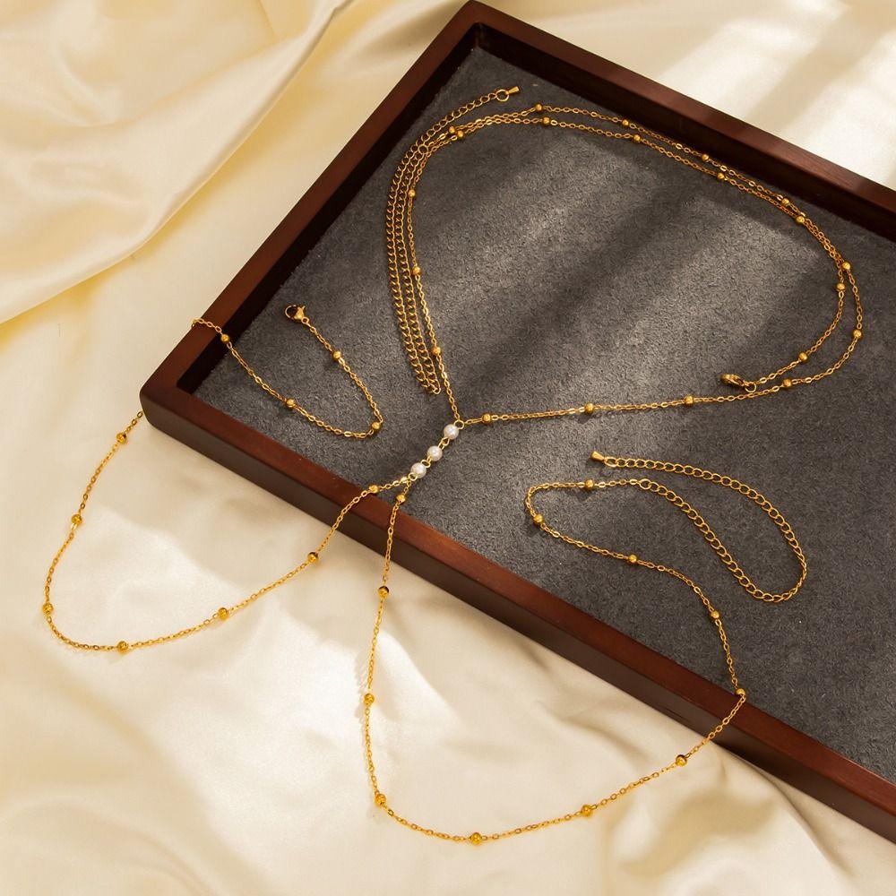 Bohemian Beads Chest Chain Gold Color Bikini Belly Chain Creative Bikinis Beach Jewelry Women