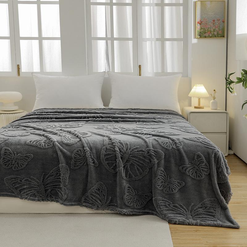 Pătură moale pentru canapea, pătură de flanel fleece, pături decorative ușoare de pluș cu model de fluture pentru toate anotimpurile