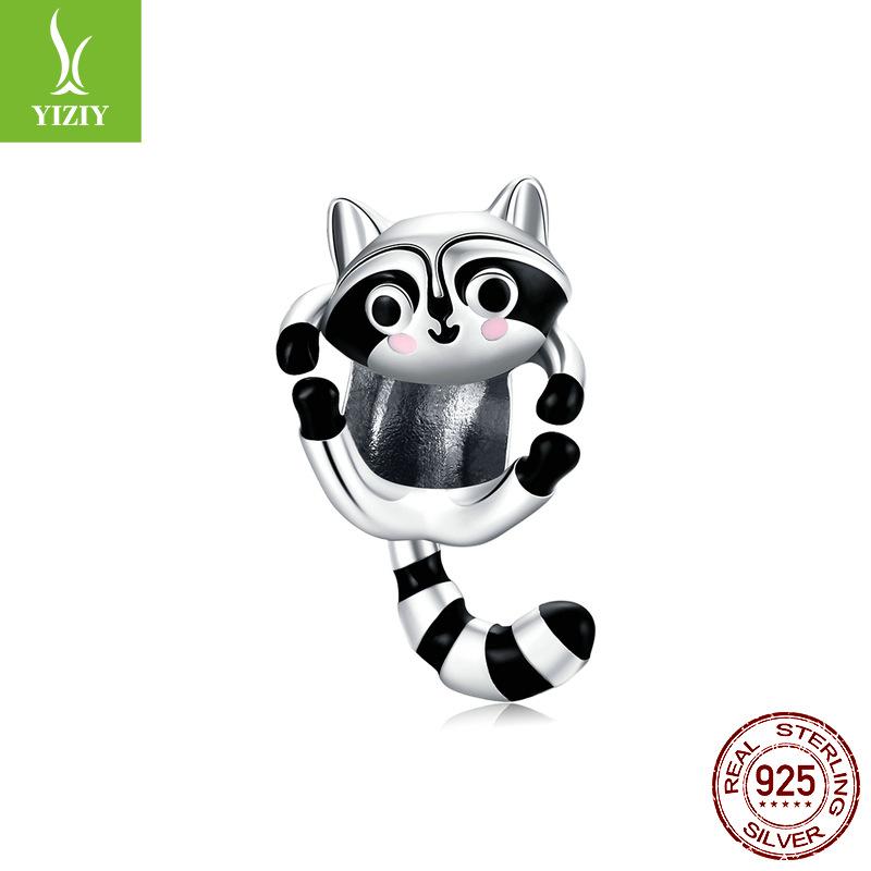 Electroplated Black Gold Animal Cat Diy Bracelet Beaded Accessories Personalized 925 Silver Beads