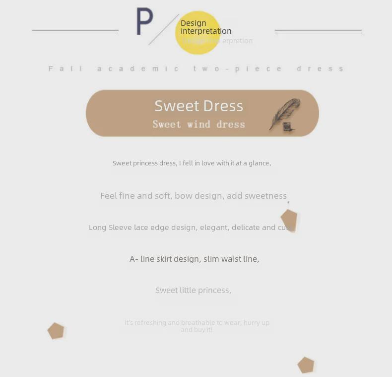 Girls' Long Sleeve Navy Style Princess Dress for Spring and Autumn