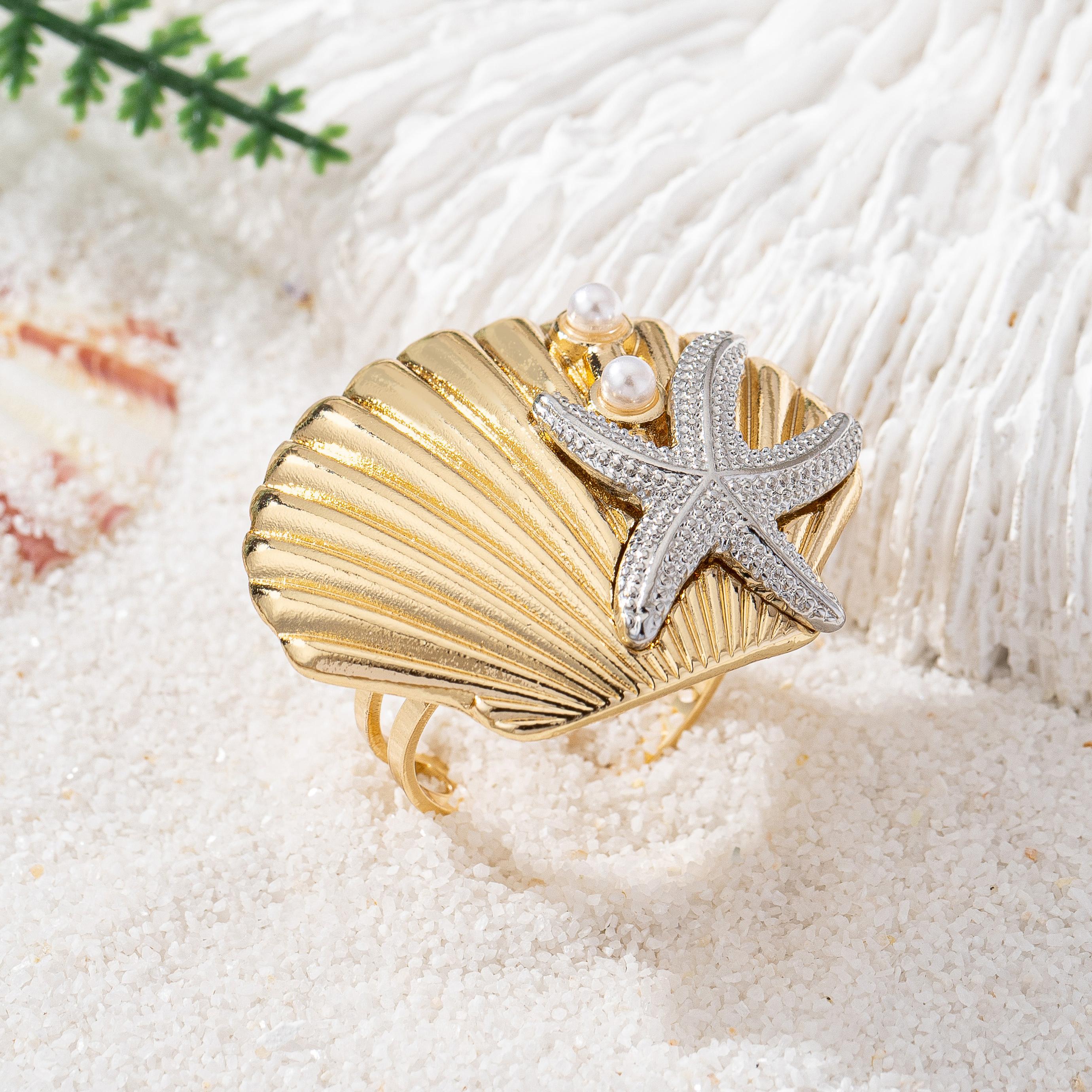 

Модные серьги-пусеты из сплава металла в виде морской звезды и белого циркона, кольца, пляжный стиль для путешествий, циркон