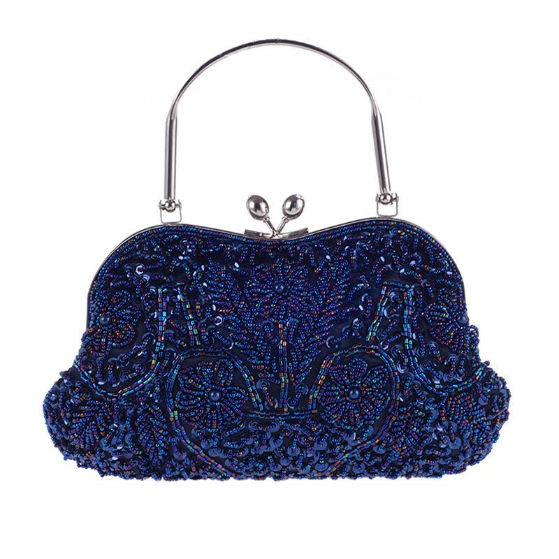 Women's Vintage Floral Beaded Rhinestone Embroidery Clutch Crossbody Bag with Chain Evening Handbag for Wedding Party Evening Clutch Bag for Women