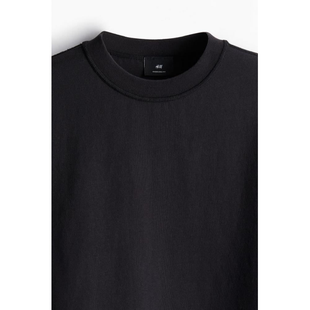 H M Boxy FiT wasHed T sHirT Black