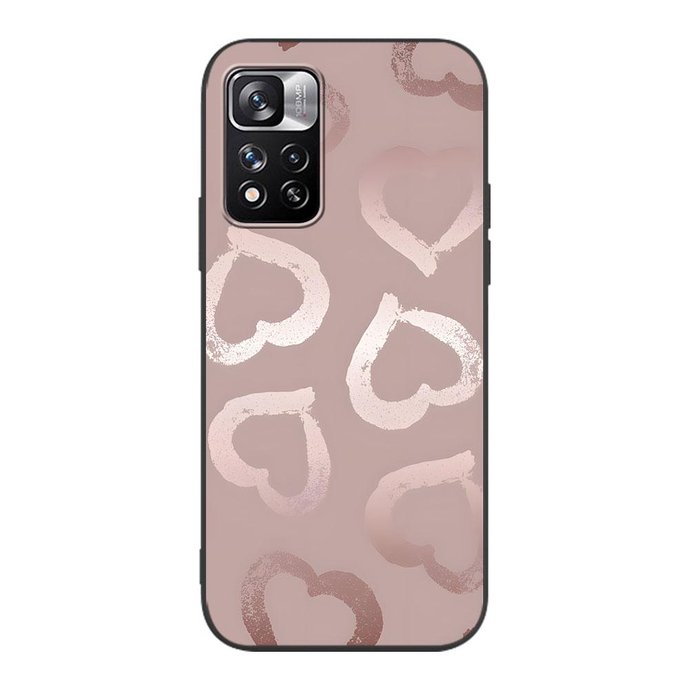 Love Rose Gold Style Case for Xiaomi Redmi Note 11 10S 8T 10 12 Pro Plus 11T 8 9 11E 11S 5 Pro 9S 7 Soft TPU Black Phone Cover