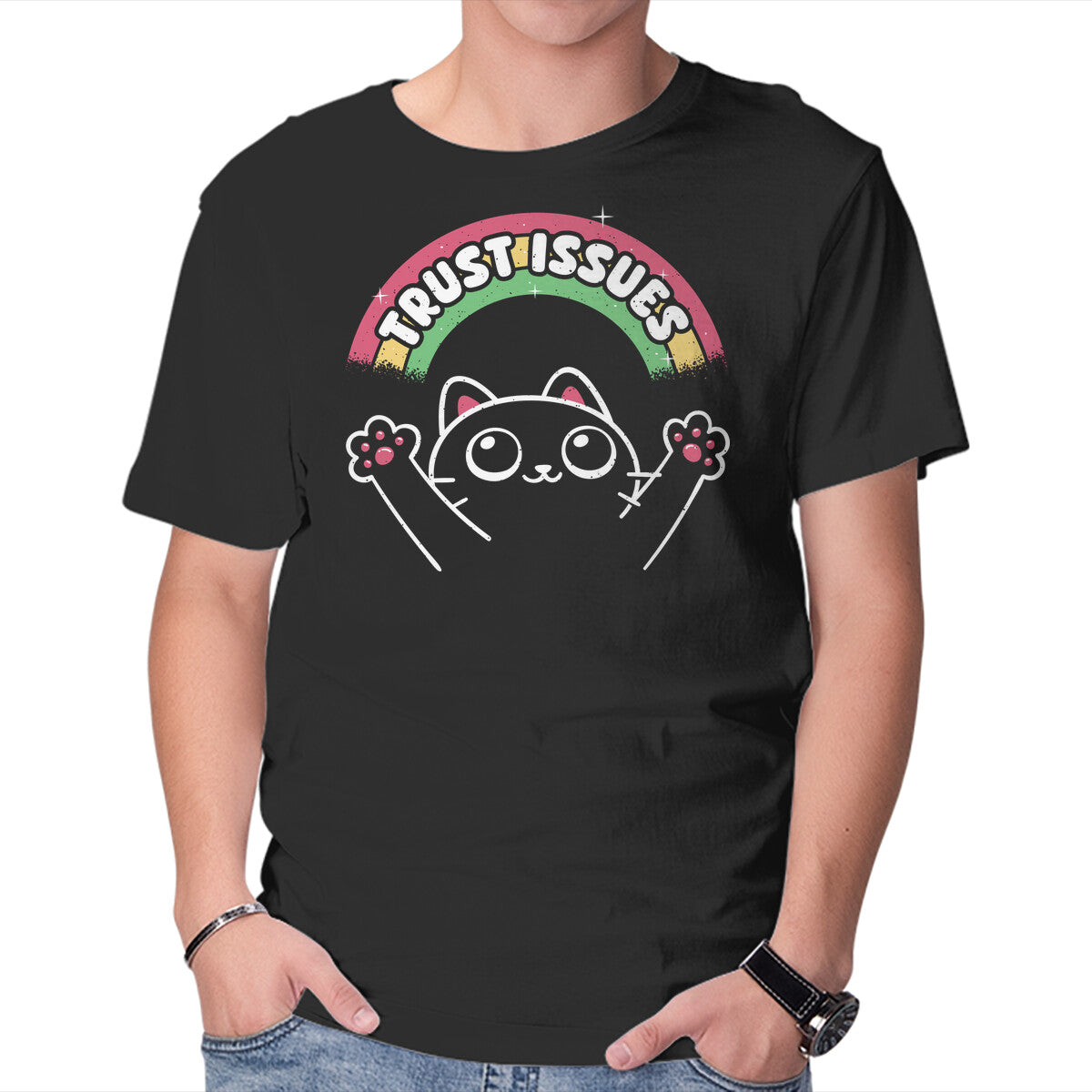 Unisex Crew Neck T-Shirt Trust Issues Graphic Short Sleeve Casual Tee S