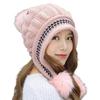 Earflap Lined Polyester Winter Cap With Decorative Three Balls Design Unisex Cold Climate Outdoor Wear