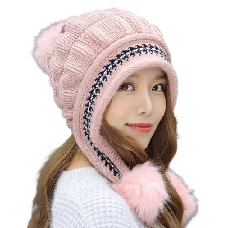 Soft Textured Ear Warmer Hat Triple Pompoms Accents For Women Stylish Winter Outfits Daily Activities