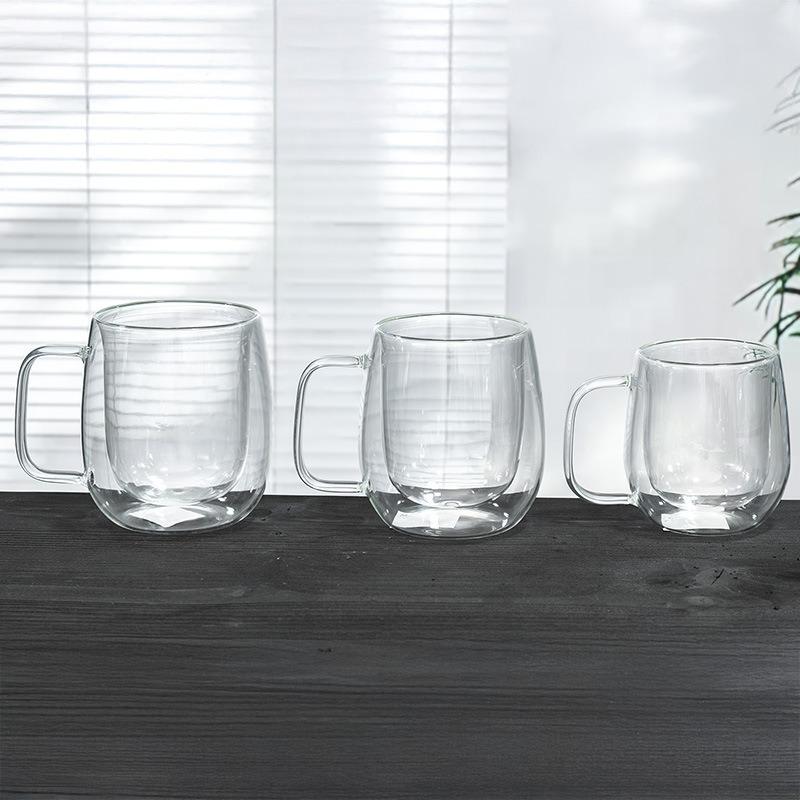 Double Layer Glass Mug With Handle Heat Resistant Glass Coffee Cup Fashion Multi Style Borosilicate Glass Cup