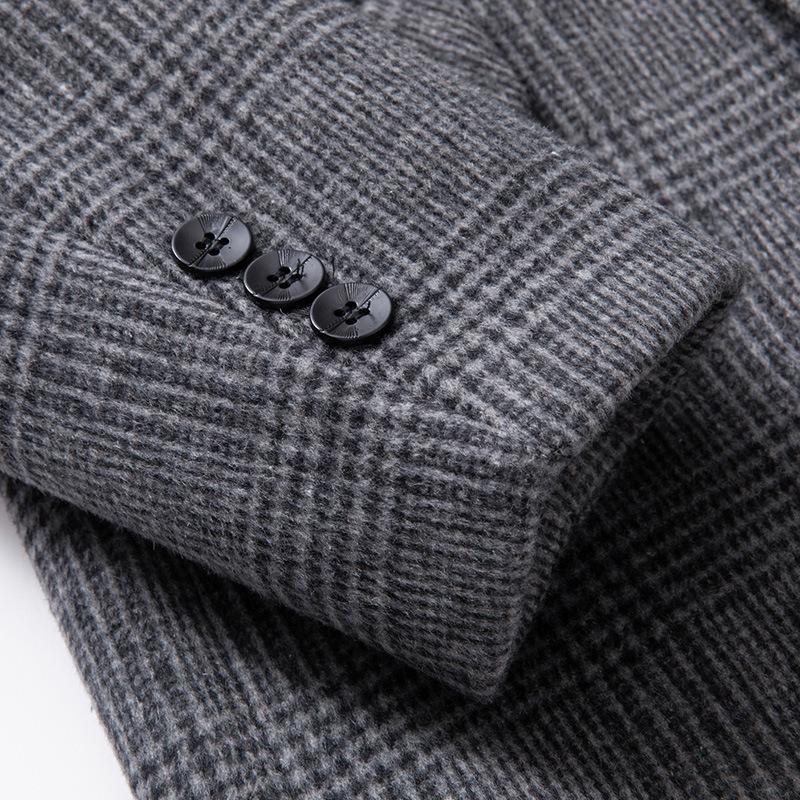 Autumn and Winter Men's Suit Fashion Thousand Bird Plaid Woolen Suit Men's Jacket Casual Non-ironing and Anti-wrinkle Small Suit