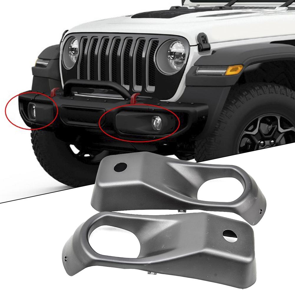 High Quality Car Accessories Car Light Cover Light Cap 1 Pair ABS Black Fog Lamp Bezel Fog Light Front Bumper For JEEP