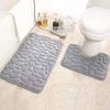 Embossed Coral Fleece Bathroom Floor Mat & U-Shaped Toilet Mat Set - Water Absorbent Design