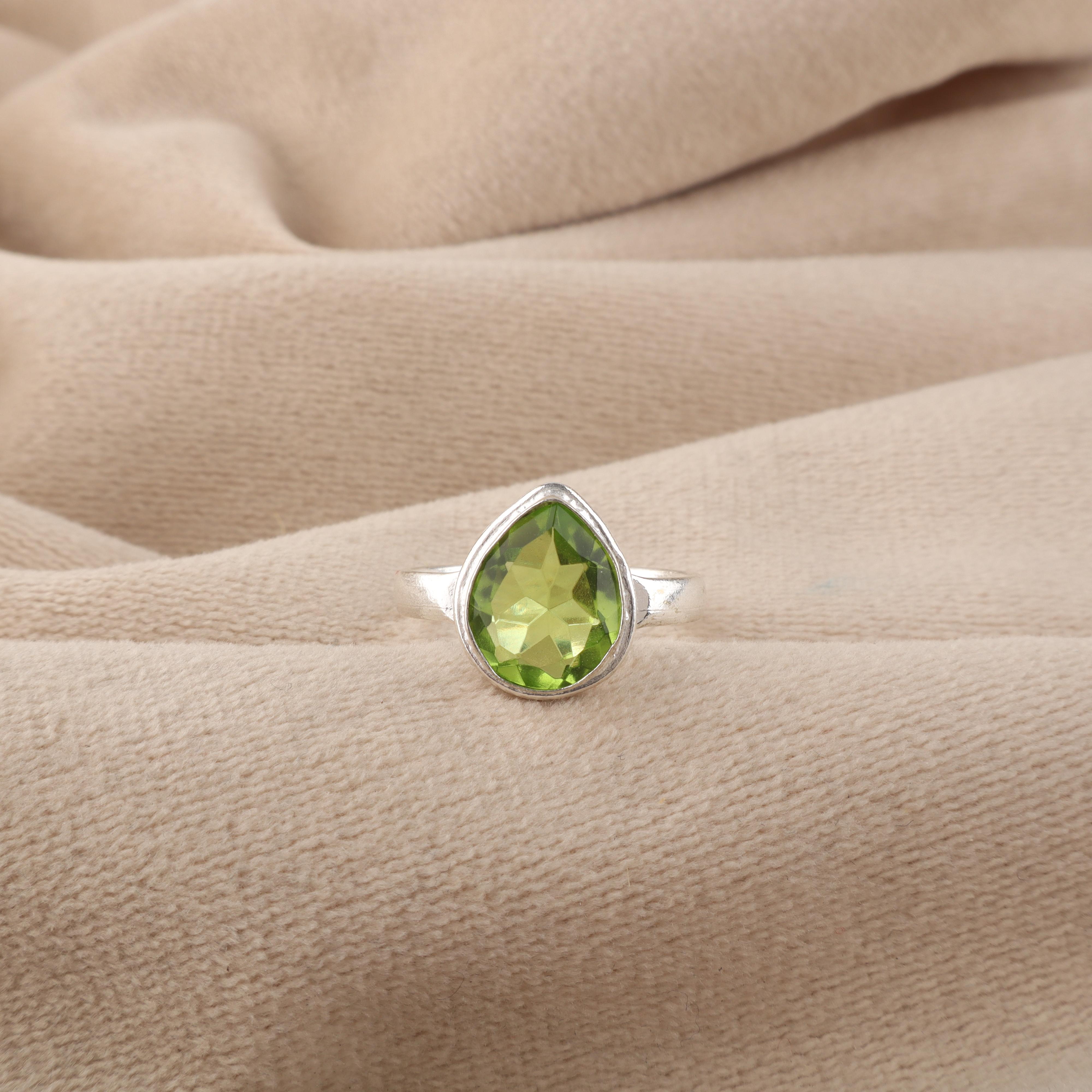 

Камень перидот 925 пробы стерлинговое серебро Ручная работа Ювелирное изделие Женское кольцо Подарок для мамы RR-76-8 4