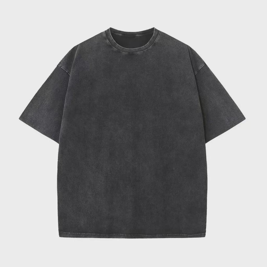 230G Praná Opotřebovaná Pánské Retro Tričko, US Velikost, Volný Kulatý Výstřih, Čistá Bavlna Krátký Rukáv.