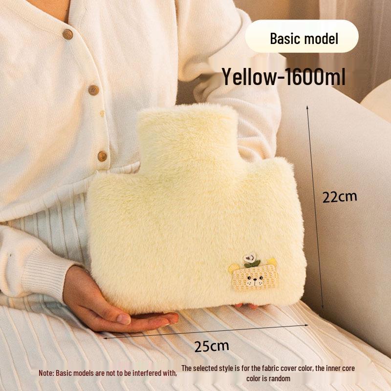 Dual Hand Insert PVC Hot Water Bottle with Removable Plush Cover – Explosion-Proof, Thickened, For Safe Warm Compress and Hand Warmer Use.