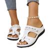 Large Size 2025 Summer Foreign Trade New Wedge Heel Women's Slippers One-word Open-toed Fish Mouth Sandals Women's Shoes Spot