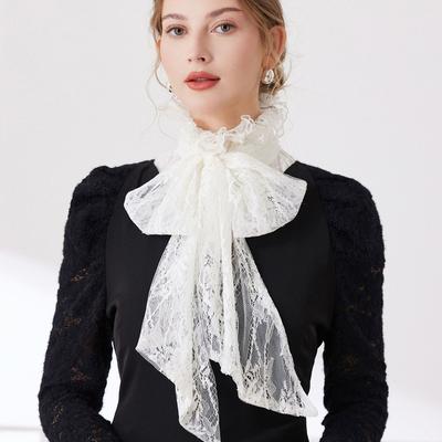 Fiocchi Arricciati Cravatta Decorativa Colletto Finto da Donna Staccabile Maglione Mezza Camicia Colletto Alto Per Donne Ragazze