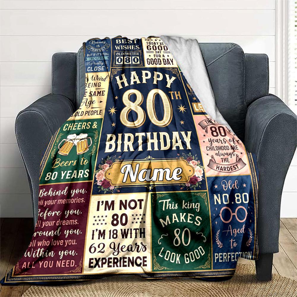Happy 80Th Birthday Throw Blanket Soft Cozy Perfect For Sofa Couch Office Bed Picnics For All Occasions Cozy Home Lovers Unique Gift For Family And