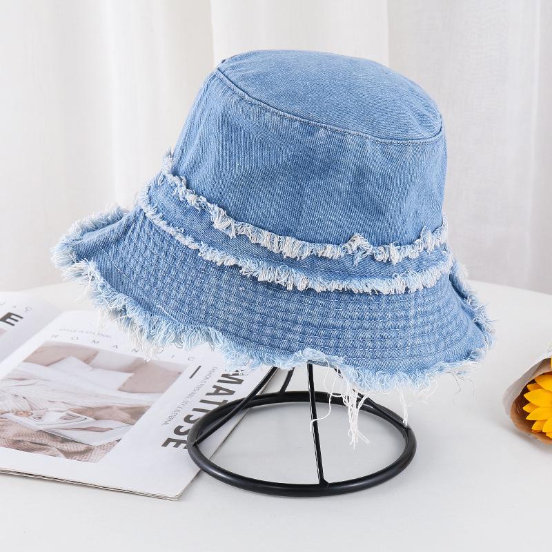 New Japan Style Washed Denim Bucket Hat For Women Summer Autumn Wide Brim With Tassel Casual Best Matched Fisherman Cap Gift