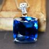 Pandantiv Topaz Albastru Pătrat Perna Argint Sterling 925 Natural 124 Ct CERTIFICAT my-481-sa
