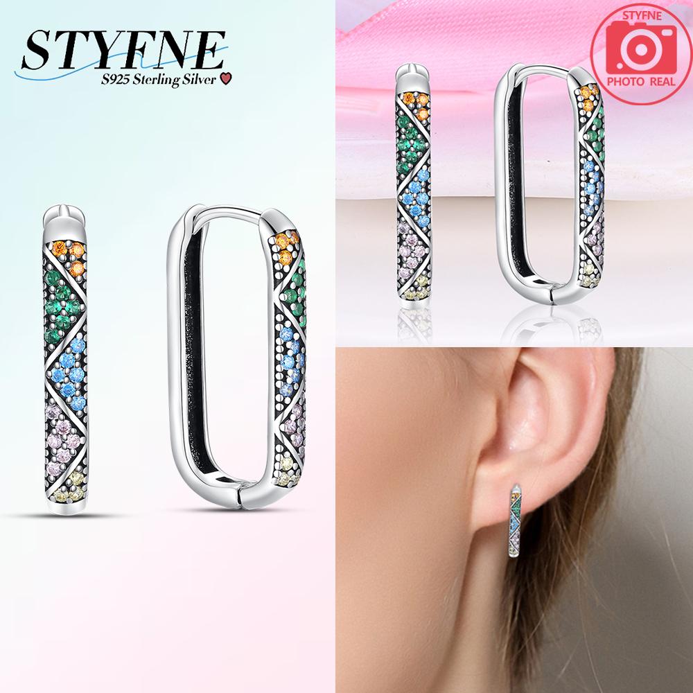 Earrings Luminous Colored Ear Loop 925 Silver Hoop Earrings Jewelry Women Purple Zircon Designer Anniversary Gift