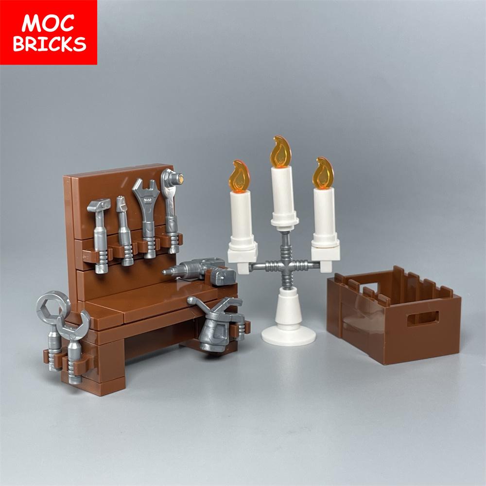 Set  MOC Bricks Multifunction Tools Maintenance operation Desk Table Bench Accessories Building Blocks Compatible Toys