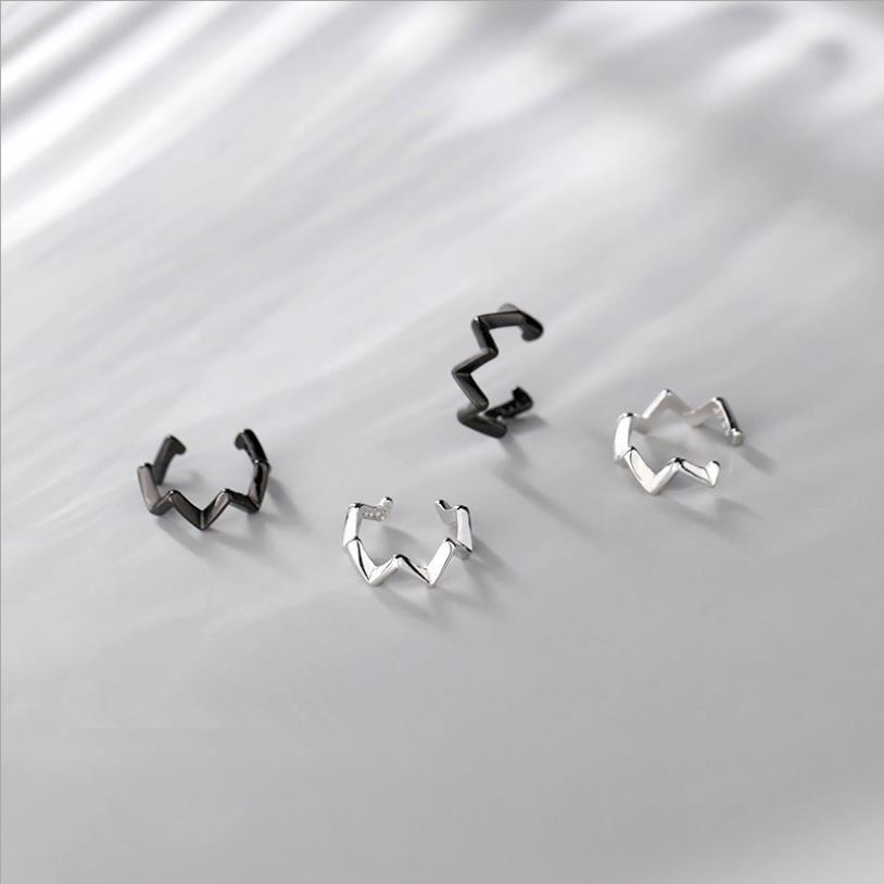Fashion Wave Earrings Clip for Women Jewelry Trendy S925 Sterling Silver Earring Girl None Hole Ear Accessories Female Lady Gift