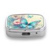 Portapillole Portatile con 2 Scomparti, Mini Custodia Organizer in Metallo per Medicine, Carino Contenitore Stampato per Pillole, Vitamine, Gioielli, Viaggio, Uso Quotidiano