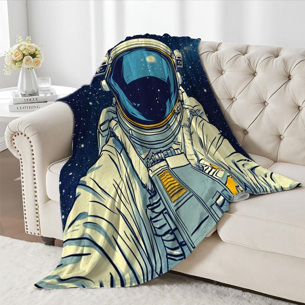 Astronaut Space Print Fleece Throw Blanket Soft Cozy for Home Office Sofa Car All Season Gift 150x200cm 59x79in