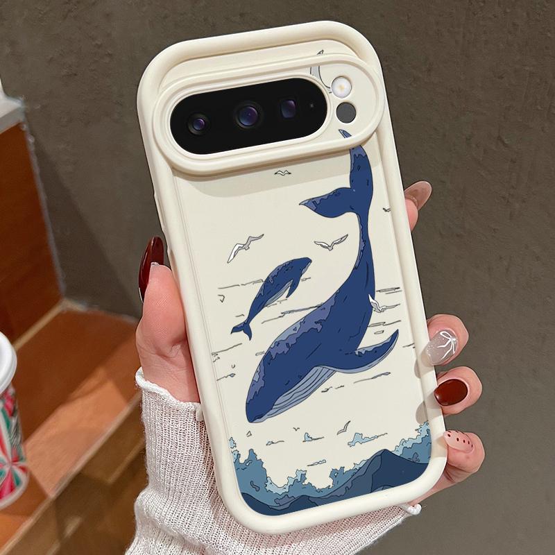 

Мягкий матовый чехол с принтом морского кита для Google Pixel 9 Pro XL 8 Pro 7A, противоударный защитный чехол для объектива из ТПУ Google Pixel 7A бежевый