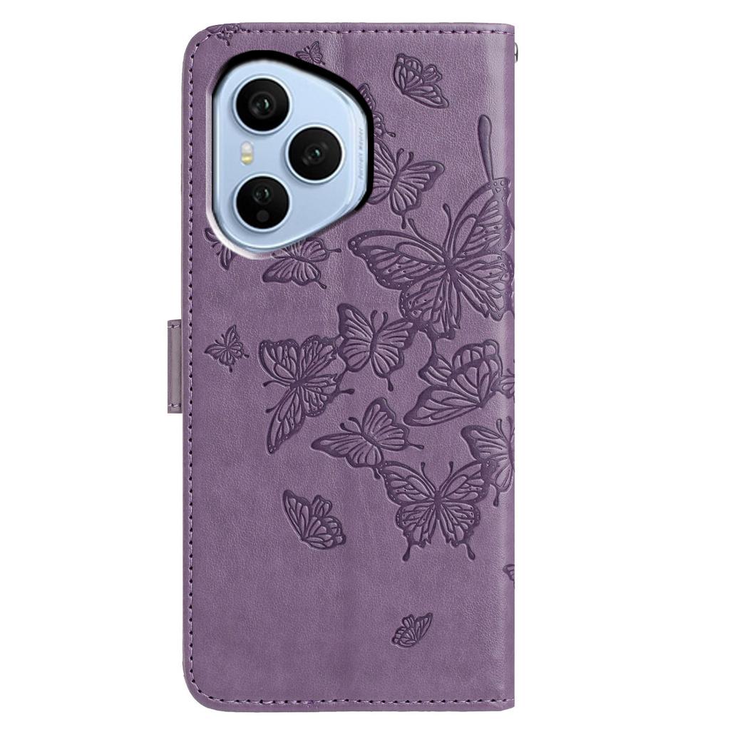 Für Honor 400 Pro 5G (Global) Hülle Schmetterling geprägt Brieftasche Ständer PU Leder Klapphandyhülle mit Riemen