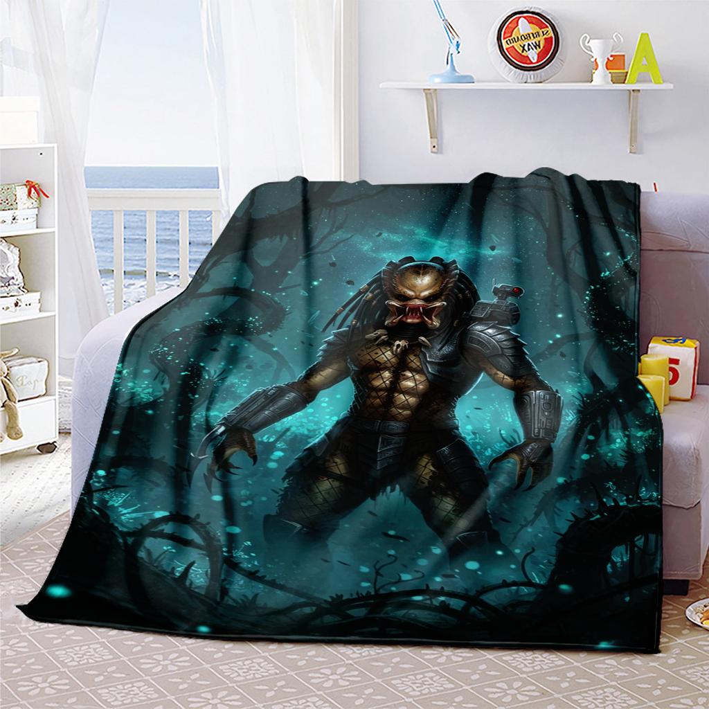 1PC Predator Alien Warrior Plush Blanket Soft Comfortable All Seasons Suitable Sofa Office Travel Home Gift Idea