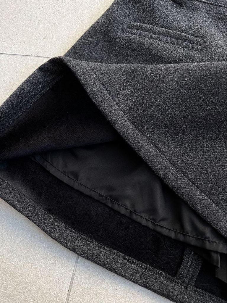 Luxi Retro High-End Wool A-Line Midi Skirt - Women's 2025 Winter Slimming Fleece-Lined Bodycon Mini Skirt