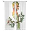 Bird And Exotic Flowers Sheer Curtains For Bedroom Living Room Tulle Curtains For Kitchen Window Voile Curtains
