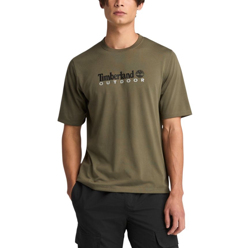 Timberland Logo Print Crew Neck Short Sleeve T-Shirt Men Tops Khaki TB0A41Z5A581