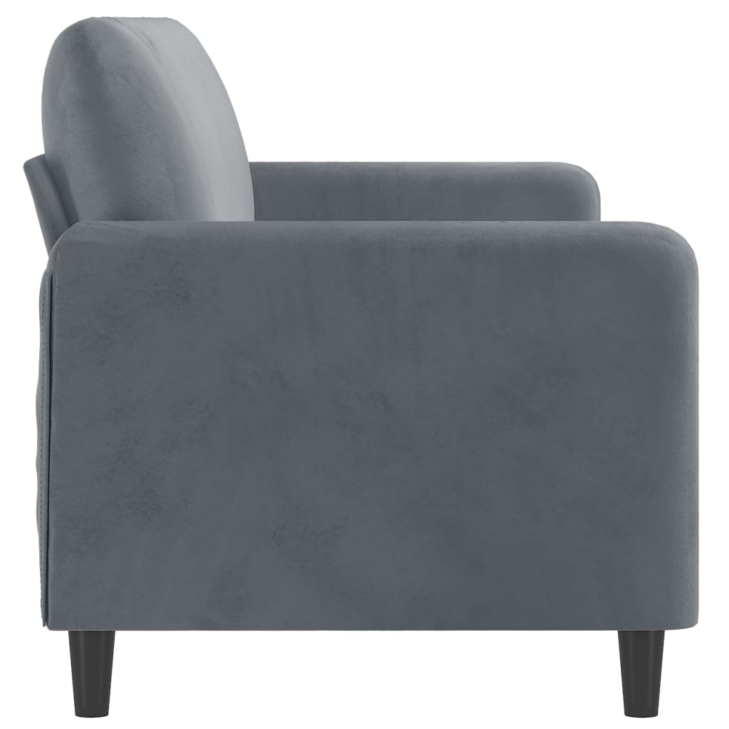 Vidaxl Sofa 3-Osobowa, Ciemnoszara, 180 Cm, Obita Aksamitem