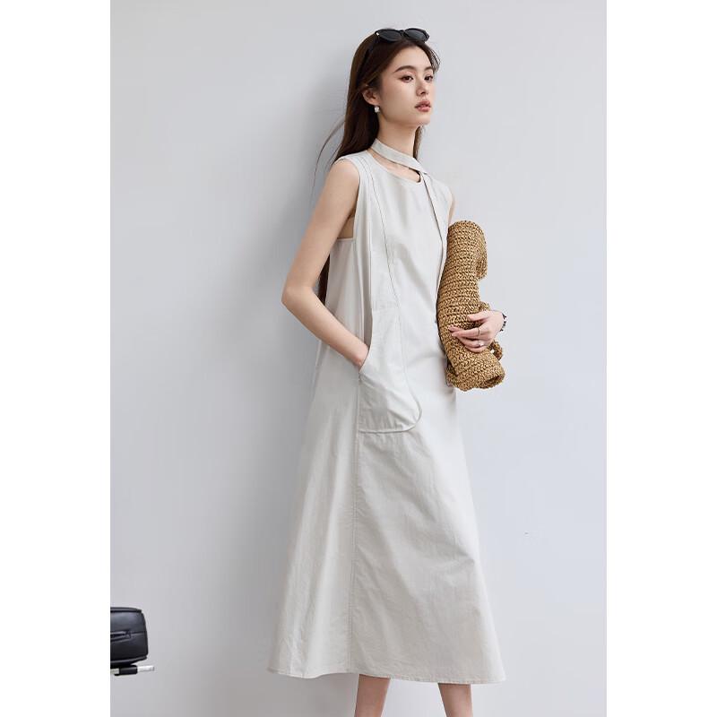 VICTORIA&VERA Women's Sleeveless Ribbon Midi Dress