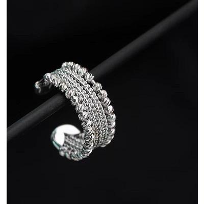 Korean Style Women's Retro Brooch Chain Ring with Openable Silver Beads Design