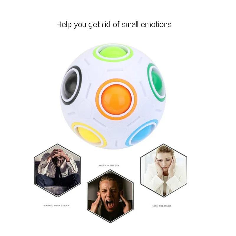 Cubo Antiestresse Bola Arco-Íris Quebra-Cabeças Cubo Mágico de Futebol Brinquedos Educativos de Aprendizagem para Crianças Adultos Crianças Brinquedos Aliviadores de Estresse
