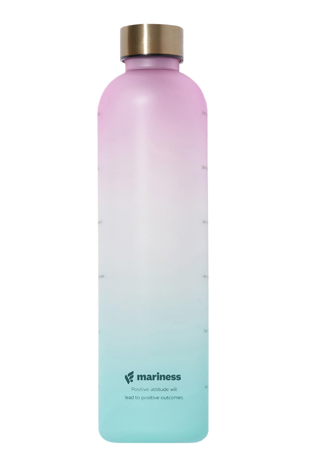

Mariness Motivational Water Bottle, 1L [Flamingo] with Time Marker, Slim, Stylish, Simple, Lightweight, Heat and Cold Resistant, Gradient Design,