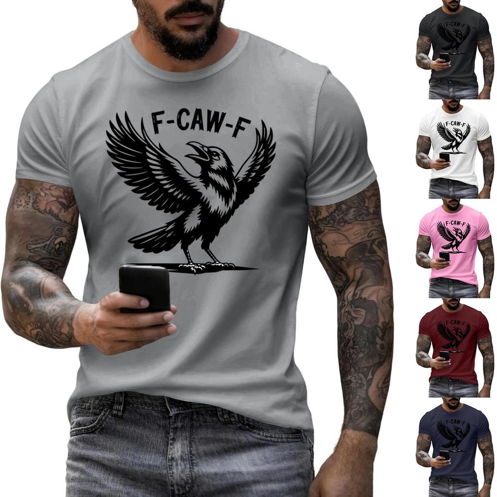 Men's Fashion Casual  Printed Short Sleeve Round Neck Pullover Tops