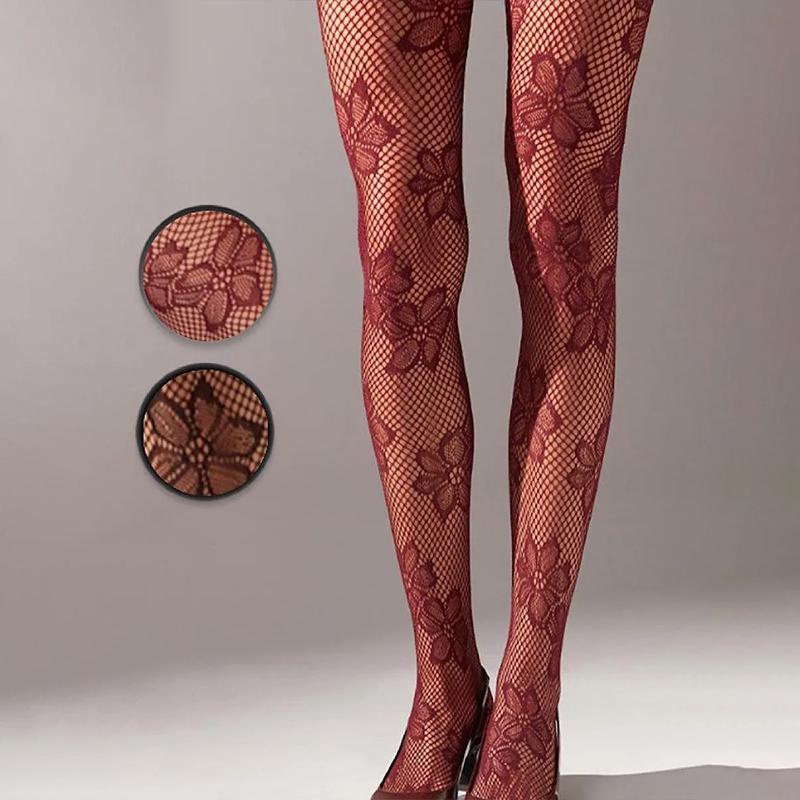 2025 Gothic Hollow Out Pantyhose Lolita Sexy Floral Jacquard Fishnet Stockings Women Y2K Spicy Girl Thin Ins Tide Lace Tights