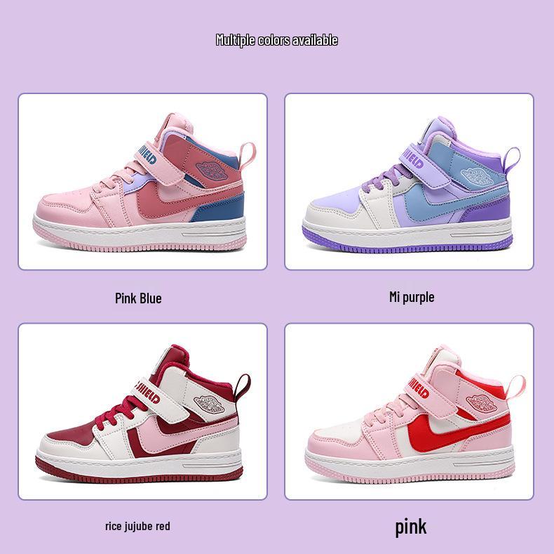 Dámské zimní vysoké sportovní boty 2025, podšité sametem pro teplo, dvouvrstvá bavlna, pro střední a starší děti.