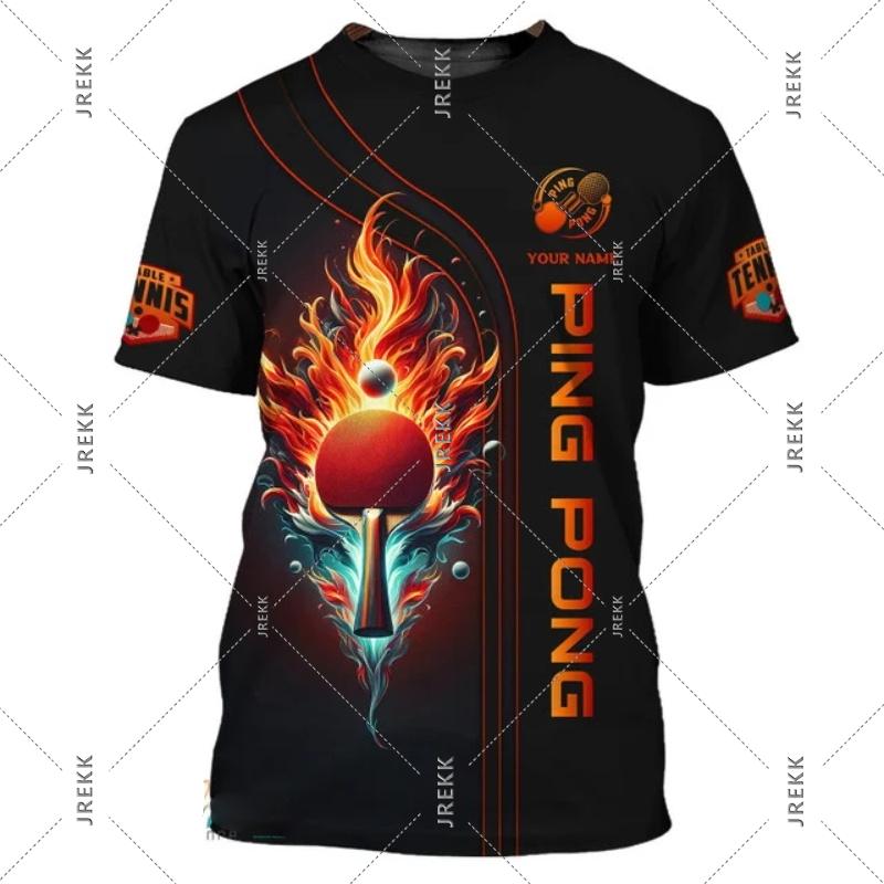 T-shirt de Tennis de Table pour Hommes Vêtements Séchage Rapide Ping Pong Manches Courtes Col Rond T-shirts Été Sports Nom Personnalisé T-shirt Top Homme