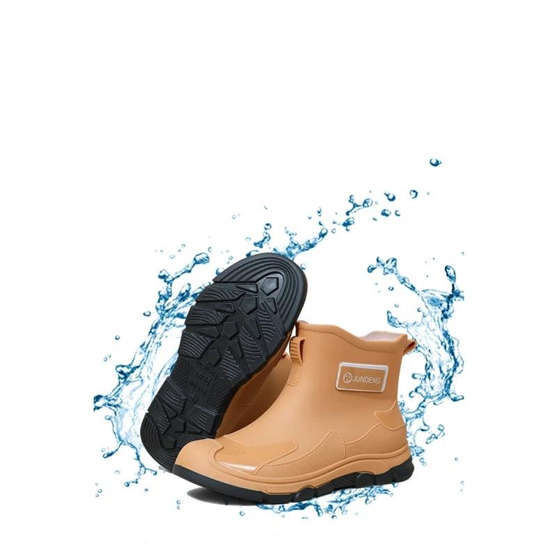 Couple Fashion Trend Outdoor Waterproof Anti Slip Wear Resistant Short Tube Rain Shoes