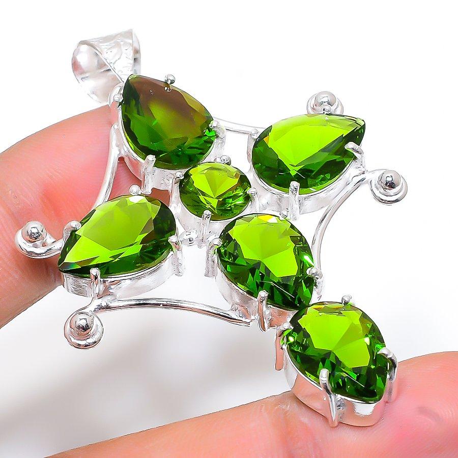 

Этническая ювелирная подвеска ручной работы с драгоценными камнями крест перидот 2,44 дюйма SR-10459