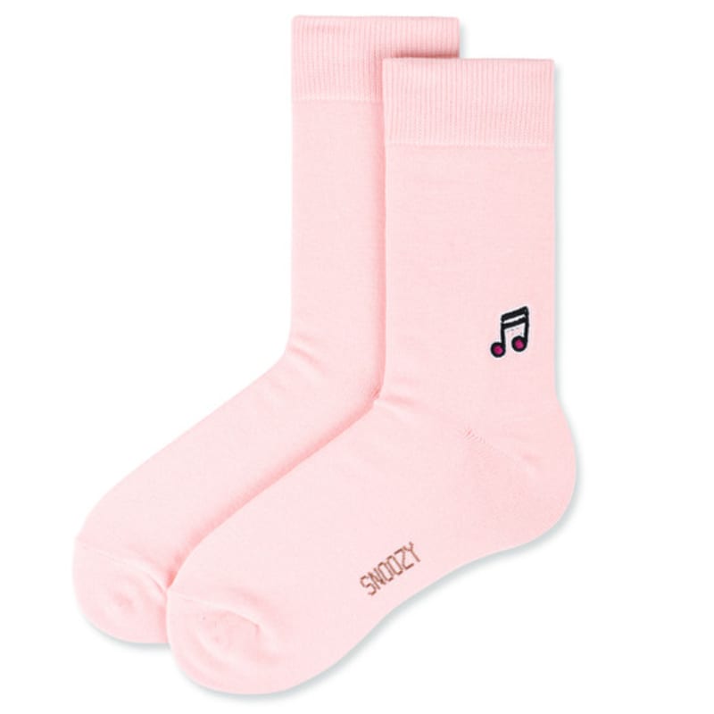 SNOOZY Musical Note Embroidered Socks (Pink)