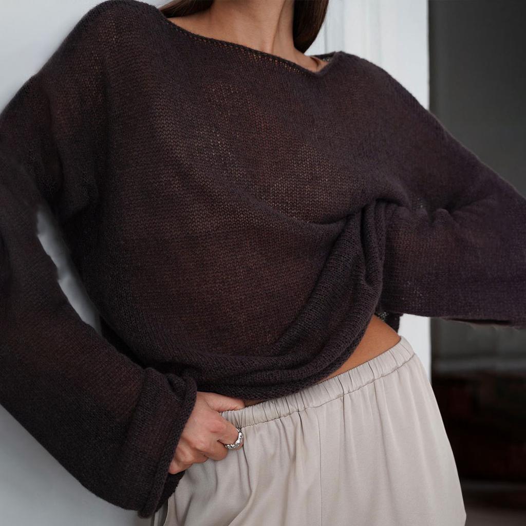 Women's Hollow-Out Minimalist Sheer Casual Vacation Style Knit Cover Up Cover Up for Summer