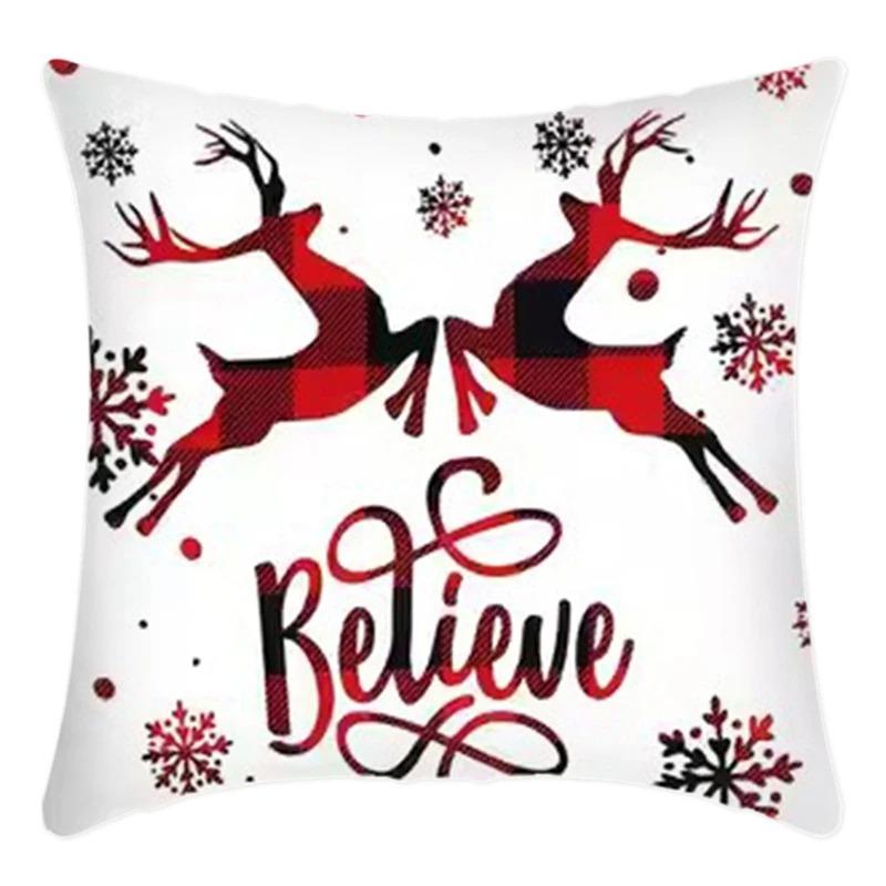 Merry Christmas Pillowcase 45X45Cm Throw Pillowcase Winter Christmas Decorations Home Tree Deer Sofa Cushion Cover New Year